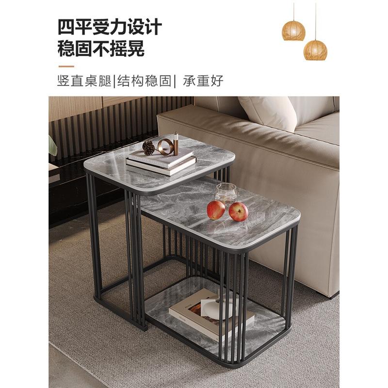 轻奢岩板沙发边柜小边几客厅现代简约伸缩侧边柜方形边桌收纳角几