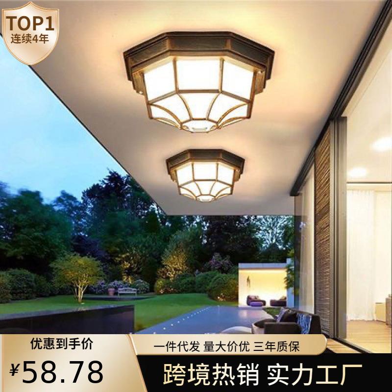 户外吸顶灯门厅入户灯室外吸顶灯阳台走廊欧式复古防水防潮八角灯图片