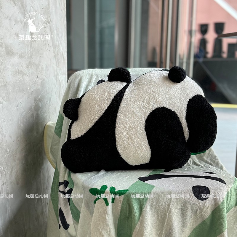 清风熊猫背影抱枕被子两用办公室靠枕午睡毯子二合一Y车载靠垫枕