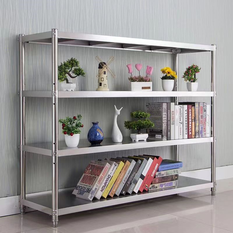 包邮不锈钢置物架加厚落地饭店z厨房4层微波炉架子厨具收纳架加厚