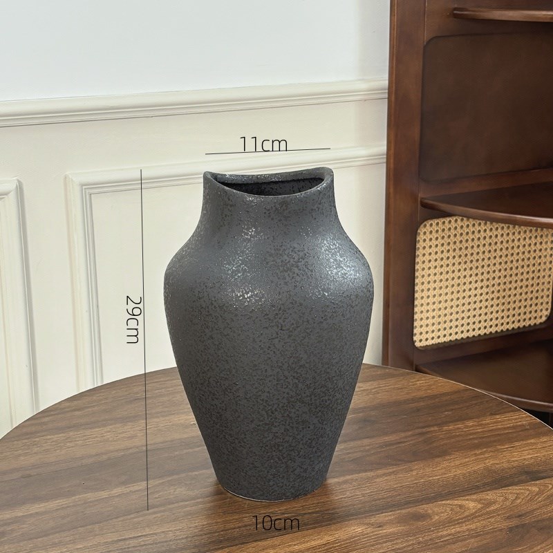 侘寂风陶瓷花瓶摆件客厅餐桌电视柜水G养鲜花插花花器简约现代装