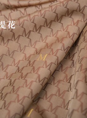 【M字母缎面提花】里布高端半棉里子衬布料品牌大衣防静电内衬