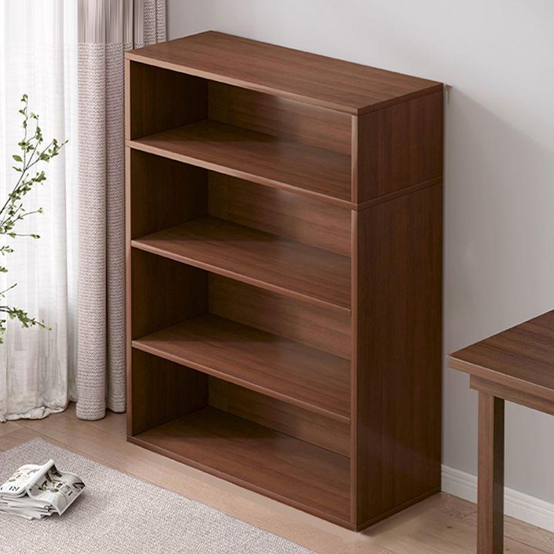 书架置物架落地家用一体靠墙收纳柜子储物柜实木色学生多层矮书柜