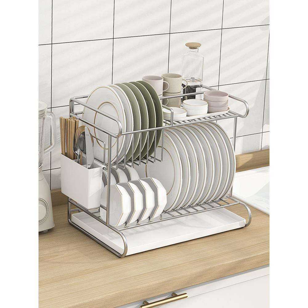 304不锈钢沥水碗架厨房家用台面水槽晾放碗碟收纳碗柜盘子置物架