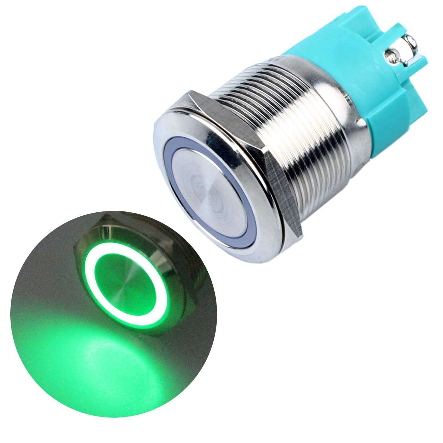 DMWD 22mm 锁紧金属圆形按钮开关防水大电流 15Amp 12V-24V 1NO