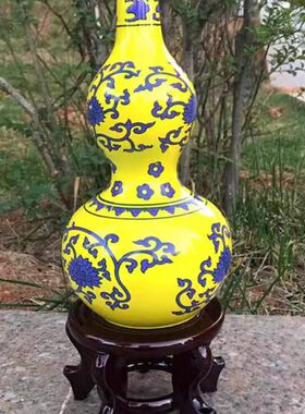 葫芦摆件品特色山禄玄关黄色玉泰福雕花客厅礼品办公室装饰摆设墨