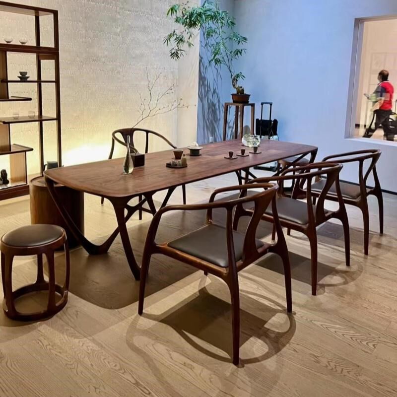 新中式北美黑胡桃木茶桌r椅组合白蜡木禅意简约实木客厅办公室茶