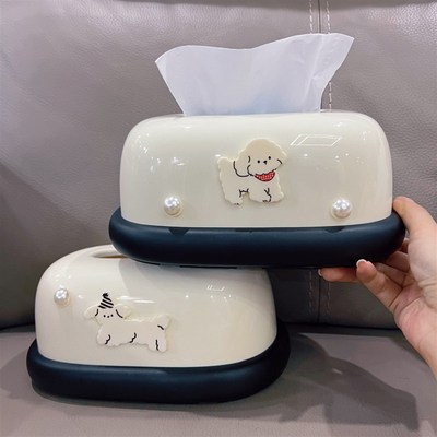 纸巾盒带弹簧客厅轻奢高档餐巾纸盒家用H桌面抽纸盒创意高级感可