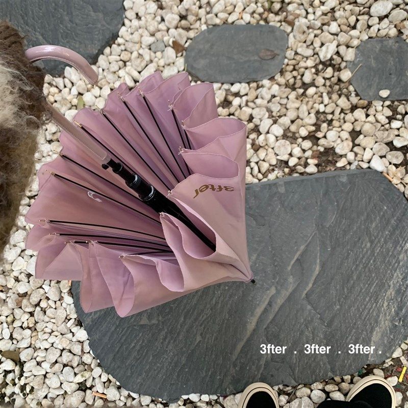 偏爱黑色系的男友伞~3fter自制超结实细直柄抗风X挡雨长柄雨伞