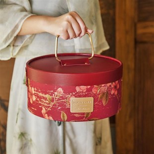 盒高端手提圆桶定制 盒8粒国风流心月饼礼盒包装 2025b新款 月饼包装