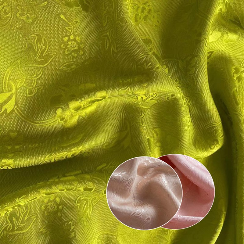 提花罗提花d真丝面料镂空缠枝牡丹真丝布料宽幅桑蚕丝中国风秋香