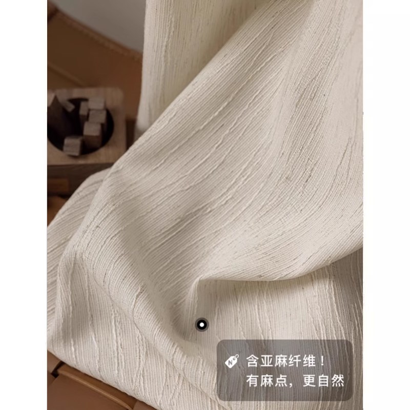 南枝扶风纱h含亚麻纤维的竖纹肌理不透人窗纱