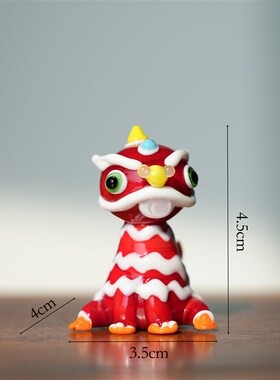 淄博琉璃非遗国潮l醒狮车载桌面摆件新中式寓意招财吉祥装饰品礼