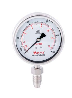 【厂家直销】上海朝辉食品级 卫生均质机隔膜压力表70-100-150MPa