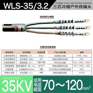 240平方冷缩户外 适用120 35kv冷缩电缆附件三芯户外终端YLSW35