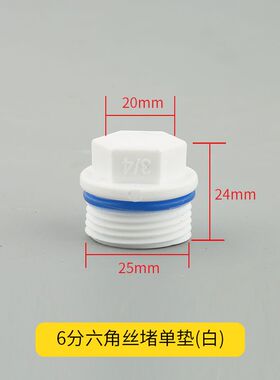PPR丝堵外牙内牙堵头管帽4分6分1寸水管接头带皮垫圈塑料管帽配件
