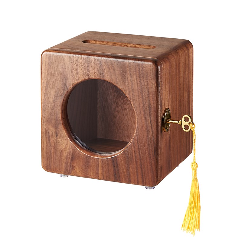 家用实木存钱罐不可取带锁男孩女孩D创意生日礼物储钱罐大号储蓄