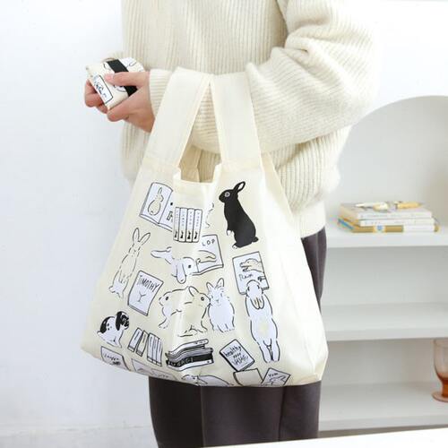 可爱治愈环保袋出口日本兔子可折叠超市购物袋手提袋便携饭盒袋子