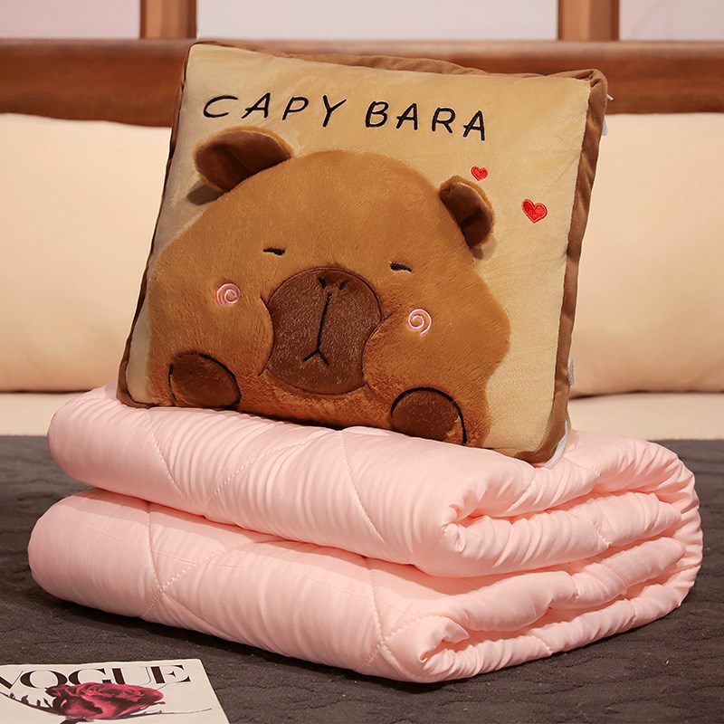 卡皮巴拉抱枕被子两m用办公室午睡毯子二合一枕头车载被夏凉被靠