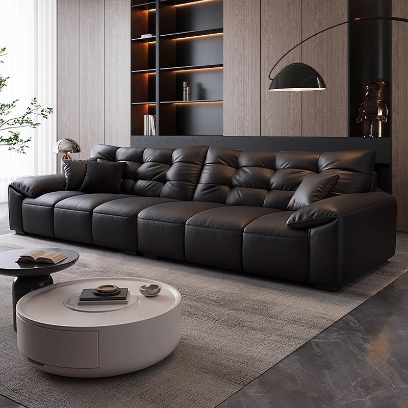 意式极简大黑熊真皮沙发家用y客厅小户型直排现代简约大象耳朵沙
