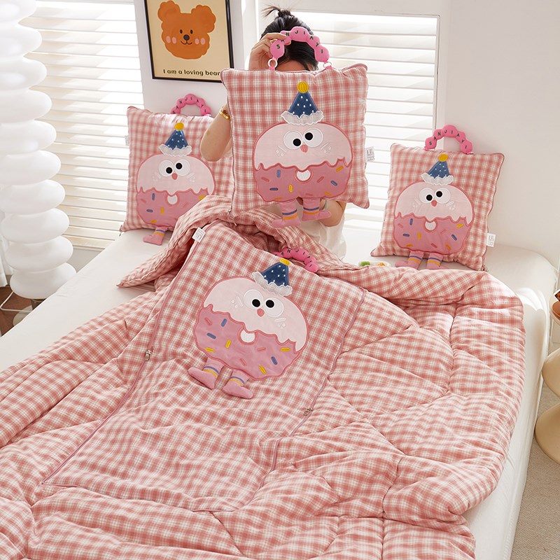 全棉手拎抱枕被子两用办公室午睡学生宿舍二合一汽车载Y靠枕空调