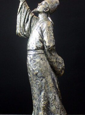 创意古代人物李白雕像公仔中式客厅格子柜书房家居装饰品工艺摆件