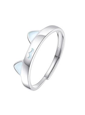 猫鱼之恋对戒男女情m侣开口可调节戒指个性精致轻奢高级感生日礼