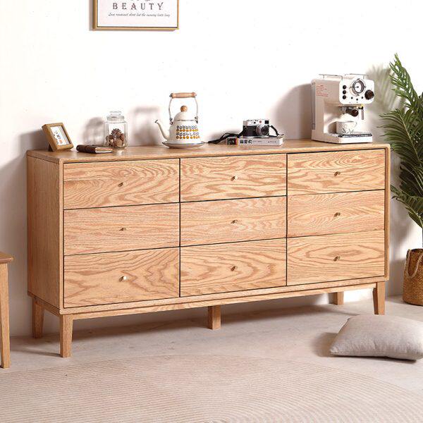 斗北欧风红全实木橡木橱纯9储物九斗柜抽抽屉柜子卧室原木大容量