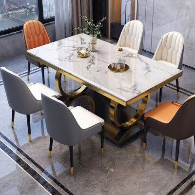 现代简约大理石餐桌椅组合意式北欧长方形餐台轻奢家用小户型饭桌