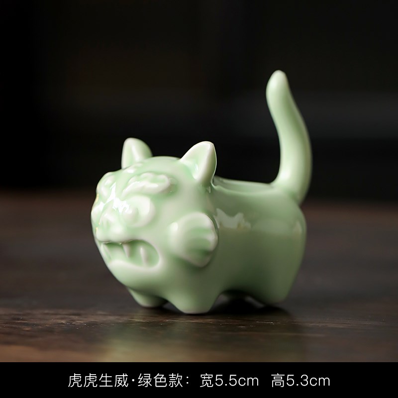 虎虎生威玉瓷茶宠摆件可养动物陶瓷C小摆设功夫茶具茶玩家用装饰