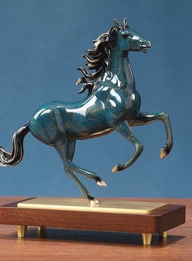 马到成功黄铜马摆件送o领导办公室高档客厅博古架柜子公司开业礼