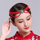 蒙古族头饰女儿童舞蹈演出服珠子头饰手工成人女士蒙古服装 配饰女