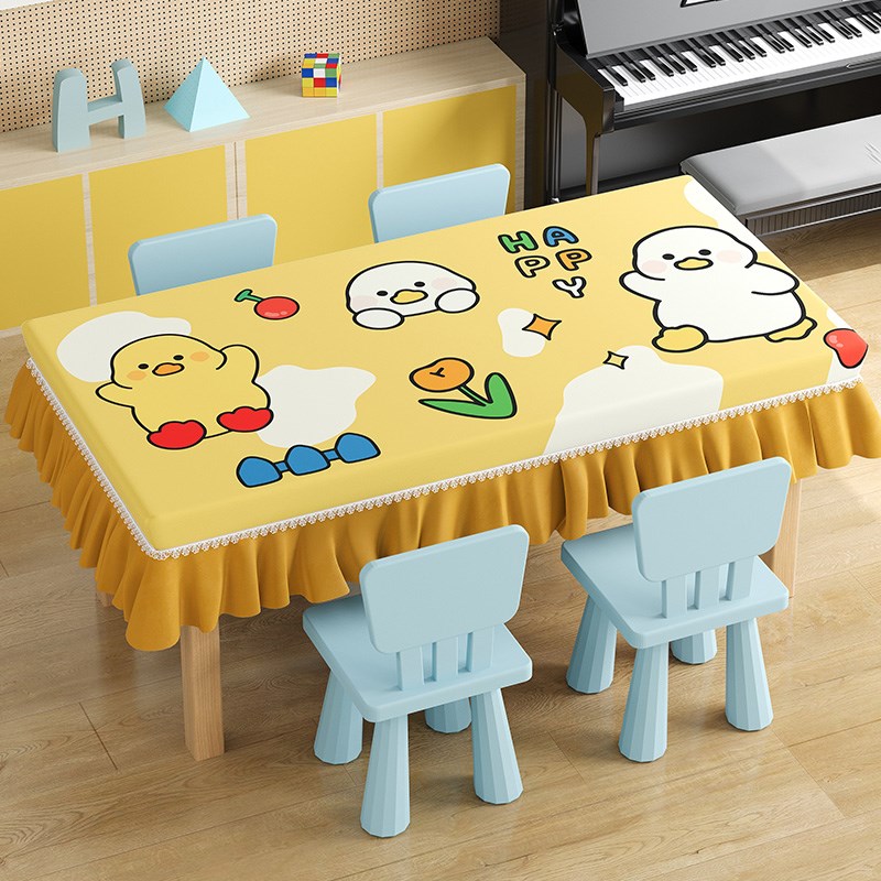 幼儿园专用桌布桌套卡通桌罩防水防油免洗桌子R台布学生课桌布套