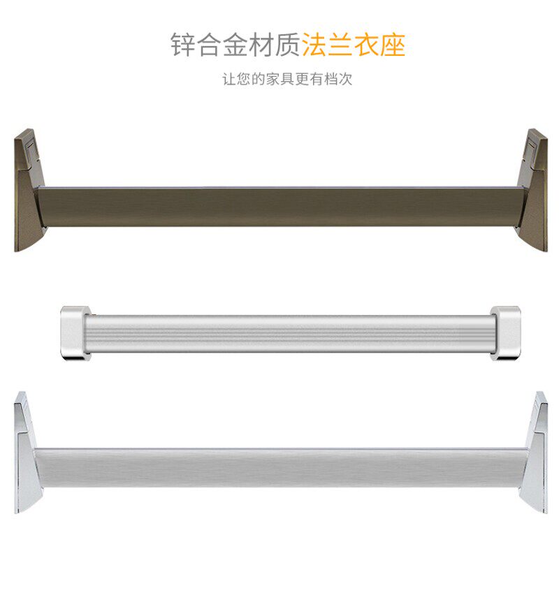 加厚衣柜挂衣杆托 衣橱衣管托固定管座 锌合金橱柜法兰座衣通配件