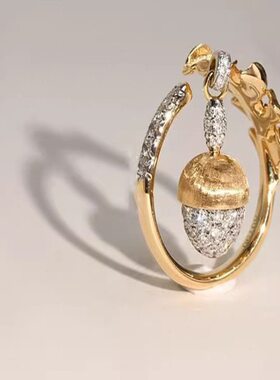 风开口尾戒指百搭手饰高级物语气质指环欧美礼物锆石轻奢精致松果