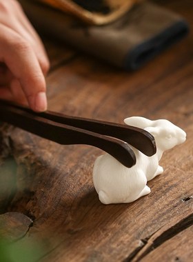 德化白瓷兔年生肖陶瓷小摆件客厅茶室桌面小装饰品小兔子动物摆设