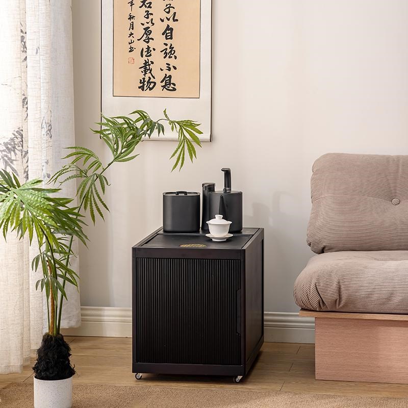 乌檀木沙发烧水小茶台边柜客厅边几小户型移动泡茶台实木茶桌角几