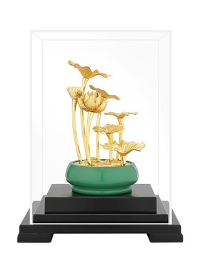 金箔摆件荷气生财家居客厅玄关装饰摆件办公室桌面开业乔迁礼品