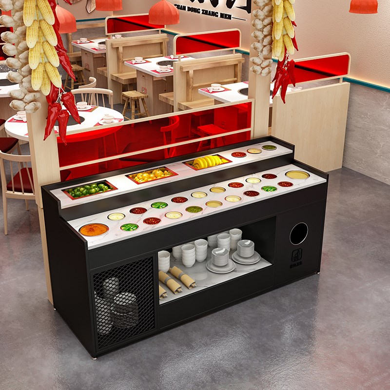 定制餐边柜火锅店自助调料台实木小料台麻辣烫海底捞自助餐蘸料台