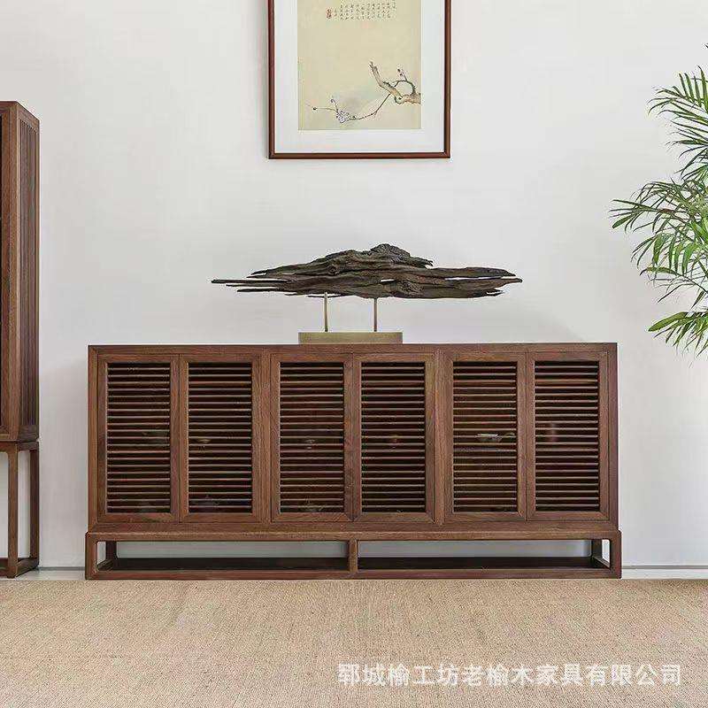 老榆木餐边柜客厅卧室靠墙收纳储物柜玄关置物柜实木茶室茶具柜