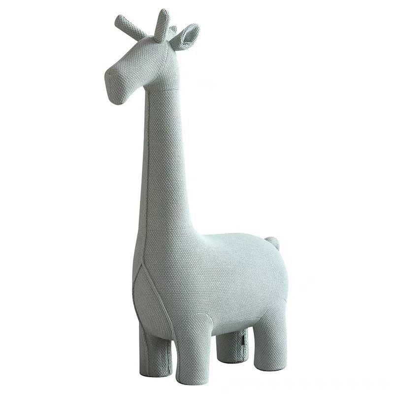 创意北欧儿童针织布大型长颈鹿动物凳坐凳商场公区大厅装饰摆件
