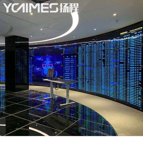 扬程厂家55寸OLED柔性屏自发光透明曲面显示屏展厅数据展示墙