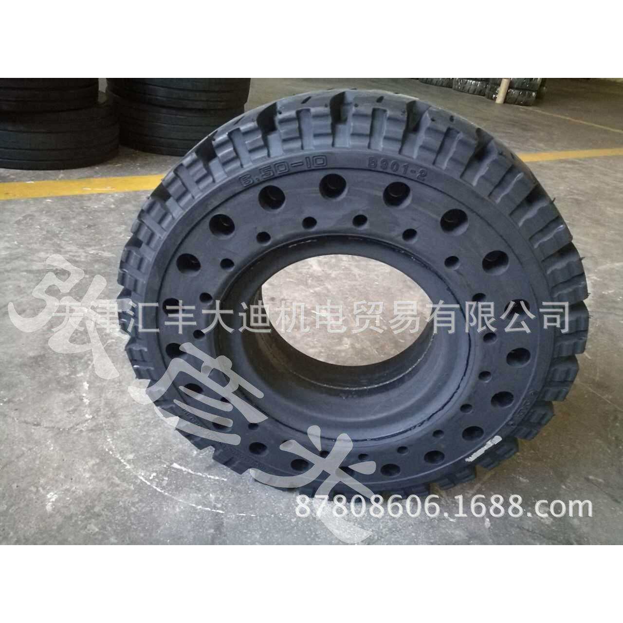 促销叉车实心轮胎650-10 28x9-15三吨叉车减震带孔叉车实心轮胎
