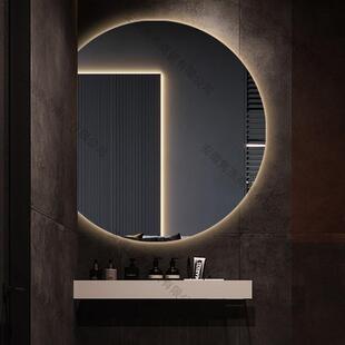 半圆化妆镜不规则异形下切圆形镜子壁挂卫生间智能浴室镜跨境直销