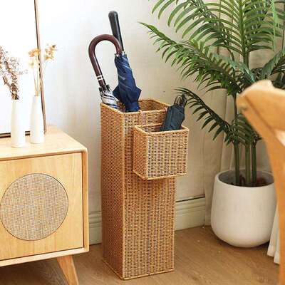 家好点北欧伞架仿藤编织落地沥水伞桶酒店客厅民宿存放雨伞收纳桶
