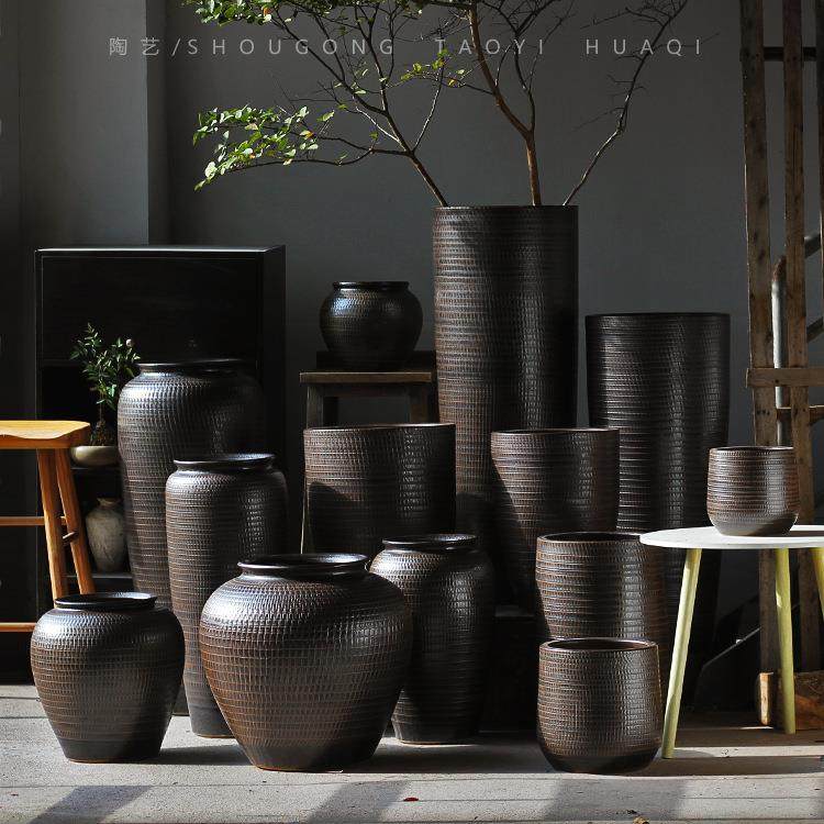 新中式景德镇陶瓷宽口种植陶罐盆缸民宿酒店餐厅别墅庭院摆件花瓶,鲜花速递/花卉仿真/绿植园艺,割草机/草坪机,淘宝优惠券,粉丝福利购,淘宝优惠卷