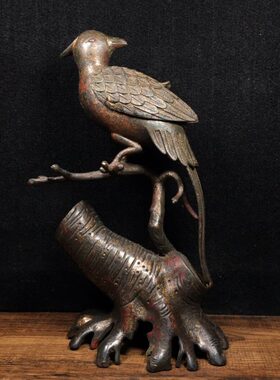 家居装饰喜喜浆鸟鹊复古包纯铜摆件上眉梢收藏熏香炉铜摆件香炉