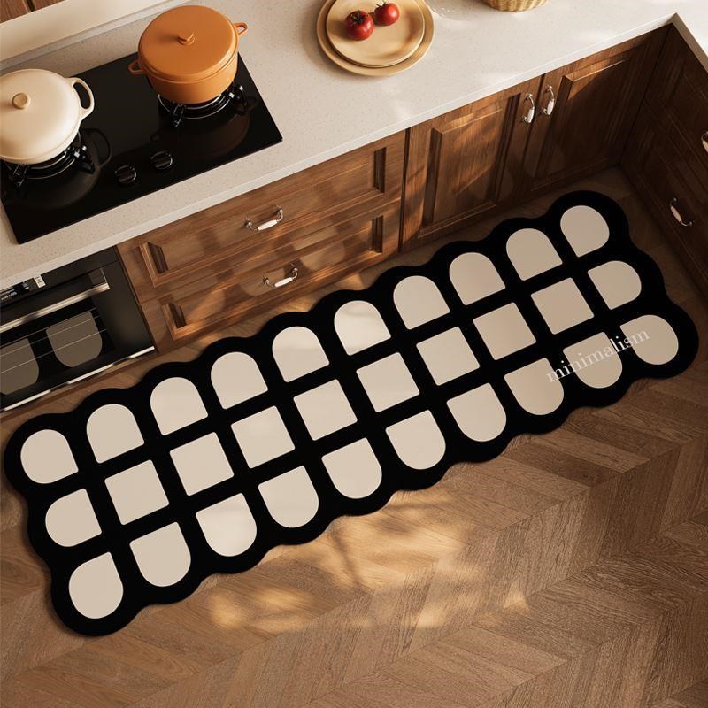 棋盘格厨房地垫吸水防滑防油可专免洗擦耐脏用地毯门X口耐脏踩脚