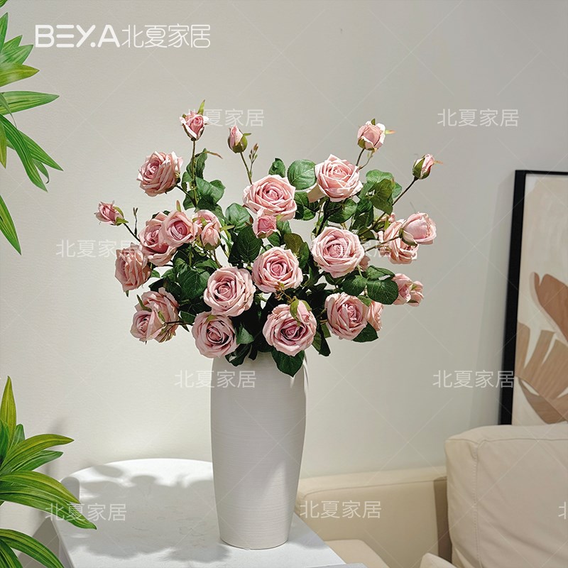 钻石玫瑰假花高级感逼真手工餐桌花装饰摆件客厅上T档次花花艺摆