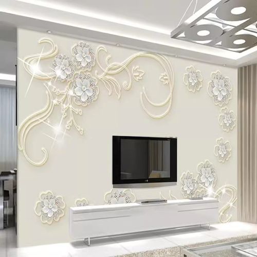 客厅电视b背景墙壁纸定制墙面大气豪华现代简约立体影视墙浮雕8d